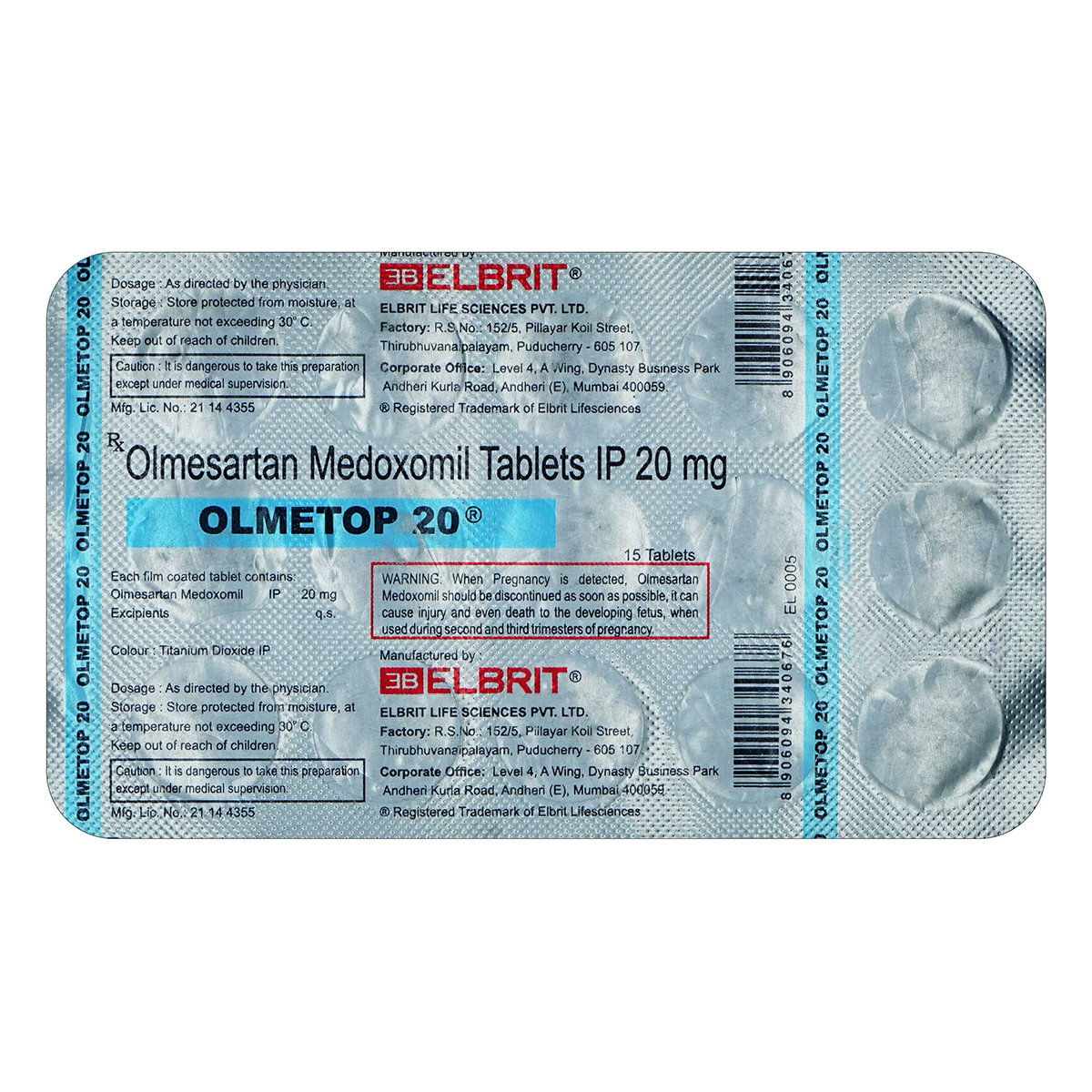 Olmetop 20 mg Tablet 15's, Pack of 15 TabletS Olmetop 20 mg Tablet 15's, Pack of 15 TabletS
