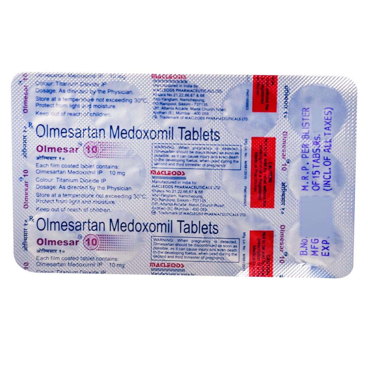 Olmesar 10 mg Tablet 15's, Pack of 15 TABLETS Olmesar 10 mg Tablet 15's, Pack of 15 TABLETS