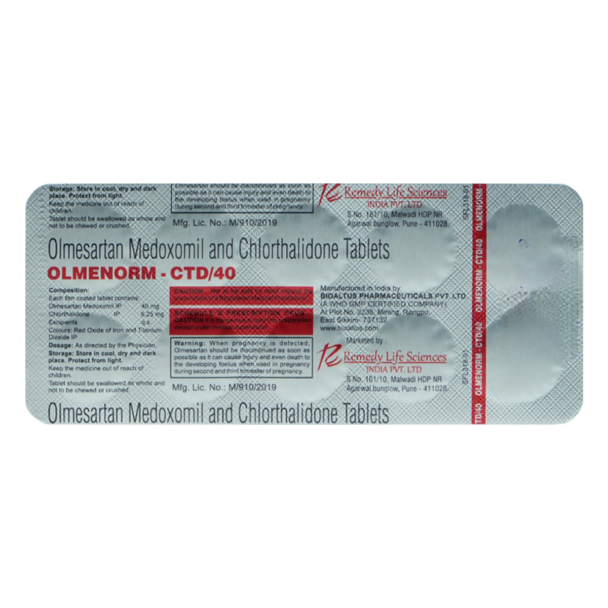 Olmenorm-CTD/40 Tablet 10's, Pack of 10 TABLETS Olmenorm-CTD/40 Tablet 10's, Pack of 10 TABLETS