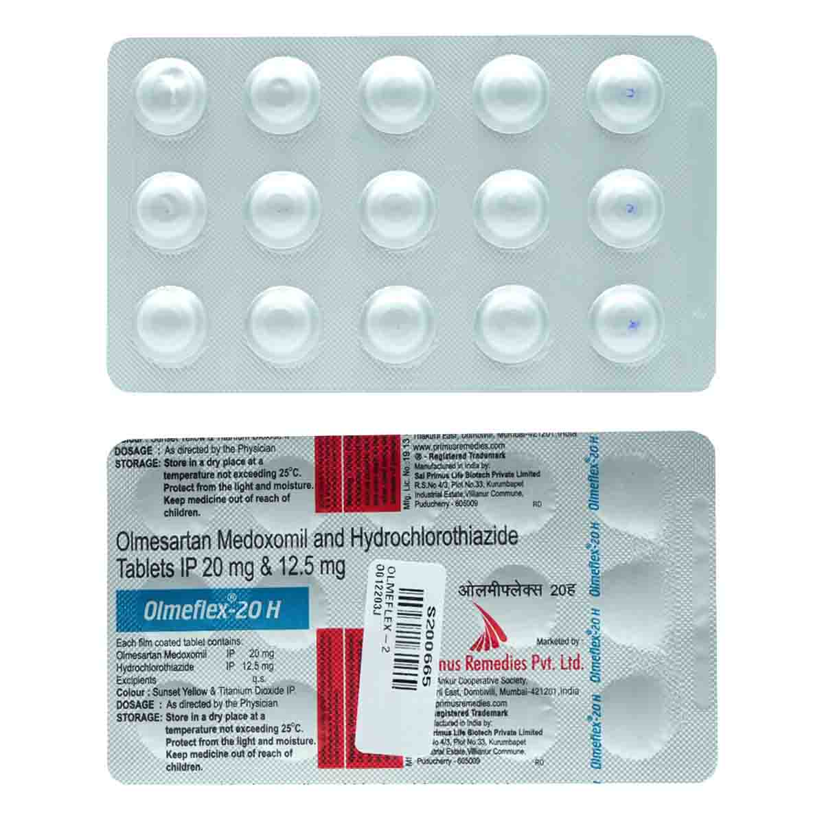 Olmeflex 20 H Tablet 15's, Pack of 15 TabletS Olmeflex 20 H Tablet 15's, Pack of 15 TabletS