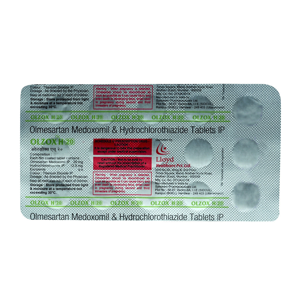 Olzox H 20 mg Tablet 15's, Pack of 15 TABLETS Olzox H 20 mg Tablet 15's, Pack of 15 TABLETS