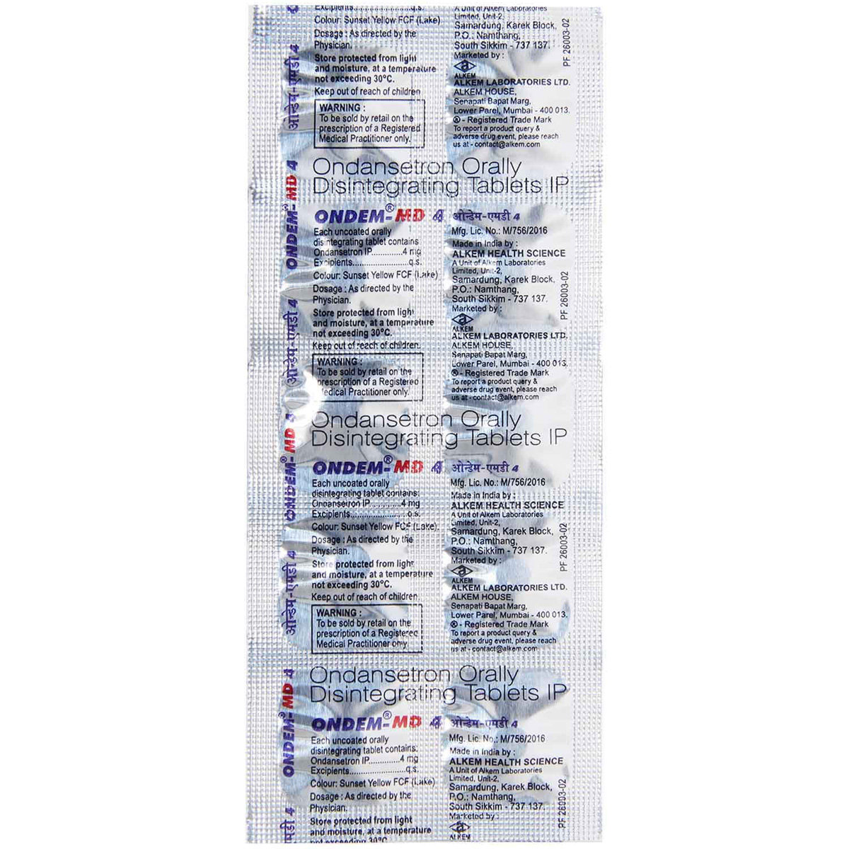 Ondem-MD 4 Tablet 10's, Pack of 10 TABLETS Ondem-MD 4 Tablet 10's, Pack of 10 TABLETS