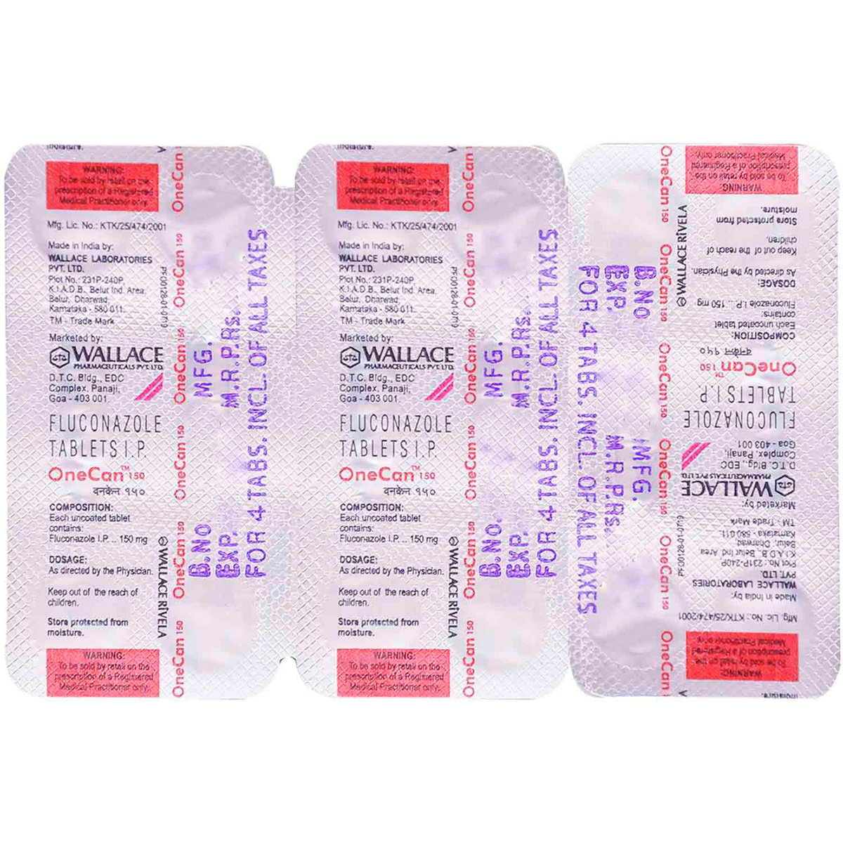 Onecan 150 Tablet 4's, Pack of 4 TABLETS Onecan 150 Tablet 4's, Pack of 4 TABLETS