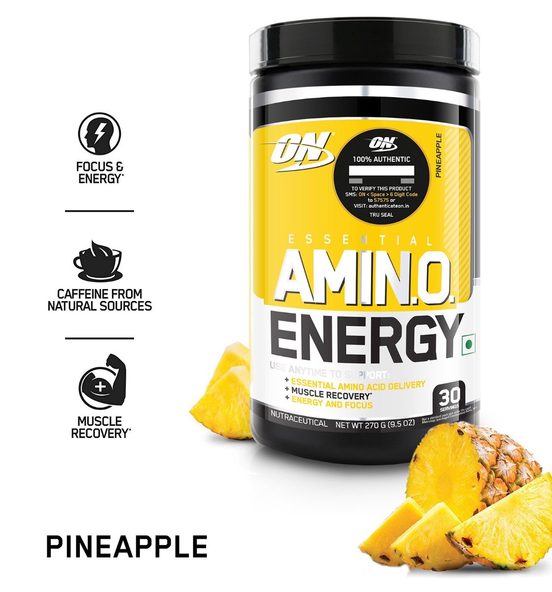 Optimum Nutrition (ON) Essential Amino Energy Pineapple Powder, 270 gm, Pack of 1 Optimum Nutrition (ON) Essential Amino Energy Pineapple Powder, 270 gm, Pack of 1