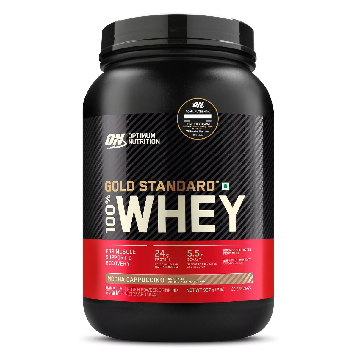 Optimum Nutrition (ON) Gold Standard 100% Whey Protein Mocha Cappuccino Flavour Powder, 2 lb, Pack of 1 Optimum Nutrition (ON) Gold Standard 100% Whey Protein Mocha Cappuccino Flavour Powder, 2 lb, Pack of 1