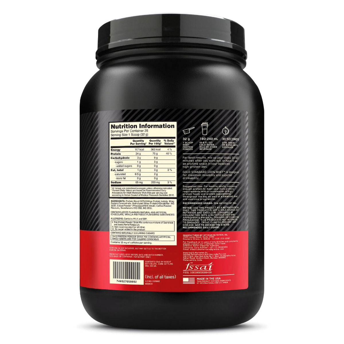 Optimum Nutrition (ON) Gold Standard 100% Whey Protein Mocha Cappuccino Flavour Powder, 2 lb, Pack of 1 Optimum Nutrition (ON) Gold Standard 100% Whey Protein Mocha Cappuccino Flavour Powder, 2 lb, Pack of 1