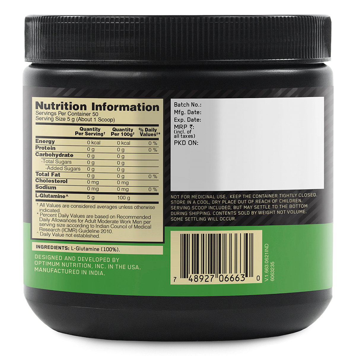 Optimum Nutrition (ON) Glutamine Unflavour Powder, 250 gm, Pack of 1 Optimum Nutrition (ON) Glutamine Unflavour Powder, 250 gm, Pack of 1