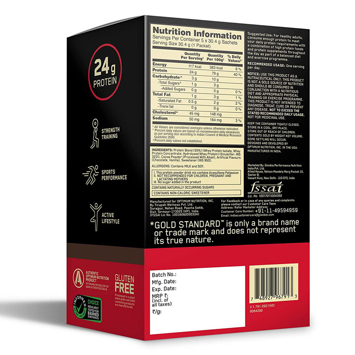 Optimum Nutrition (ON) Gold Standard 100% Whey Protein Double Rich Chocolate Flavour Powder, 5 Sachets x 30.4 gm, Pack of 1 Optimum Nutrition (ON) Gold Standard 100% Whey Protein Double Rich Chocolate Flavour Powder, 5 Sachets x 30.4 gm, Pack of 1