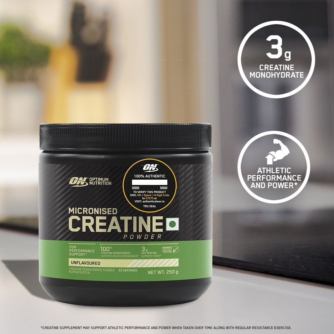 Optimum Nutrition (ON) Micronised Creatine Unflavour Powder, 250 gm, Pack of 1 Optimum Nutrition (ON) Micronised Creatine Unflavour Powder, 250 gm, Pack of 1