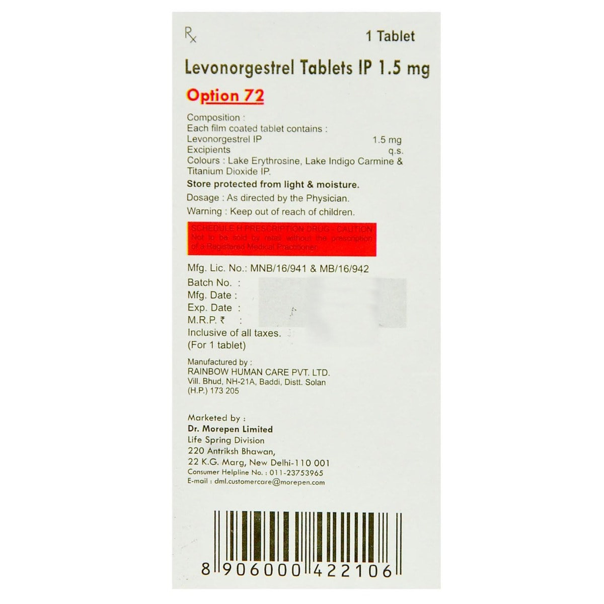 Option 72 Tablet 1's, Pack of 1 TABLET Option 72 Tablet 1's, Pack of 1 TABLET