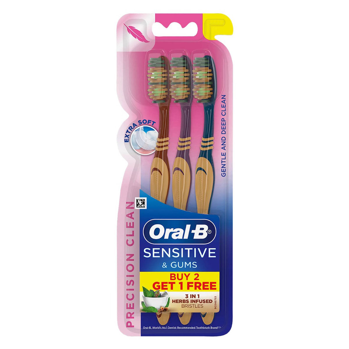 Oral-B Ultrathin Sensitive Herbs Extra Soft Toothbrush, 3 Count (Buy 2 Get 1 Free), Pack of 1 Oral-B Ultrathin Sensitive Herbs Extra Soft Toothbrush, 3 Count (Buy 2 Get 1 Free), Pack of 1
