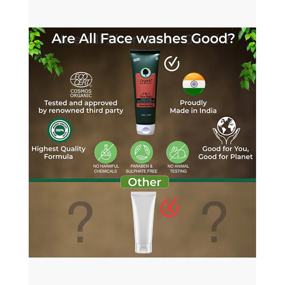 Organic Harvest 6-In-1 Face Wash, 100 gm, Pack of 1 Organic Harvest 6-In-1 Face Wash, 100 gm, Pack of 1