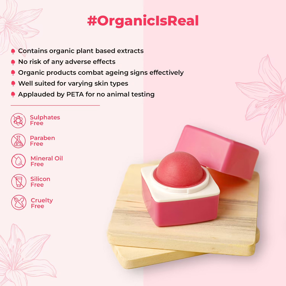 Organic Harvest Pink Tinted Lip Balm 10 gm | Formulated With 100% Organic Lily | Hydrates & Nourishes Dry, Chapped Lips | 100% Certified Organic | For Dry Lips, Pack of 1 Organic Harvest Pink Tinted Lip Balm 10 gm | Formulated With 100% Organic Lily | Hydrates & Nourishes Dry, Chapped Lips | 100% Certified Organic | For Dry Lips, Pack of 1