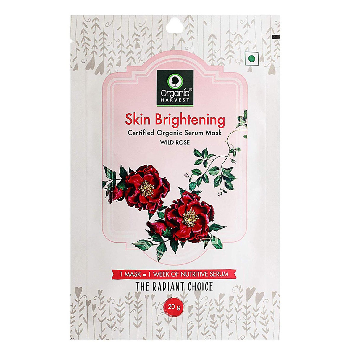 Organic Harvest Skin Brightening Serum Mask 20 gm | Wild Rose | Hydrates & Nourishes Skin | Improve Skin Elasticity | Certified Organic Serum Mask, Pack of 1 Organic Harvest Skin Brightening Serum Mask 20 gm | Wild Rose | Hydrates & Nourishes Skin | Improve Skin Elasticity | Certified Organic Serum Mask, Pack of 1