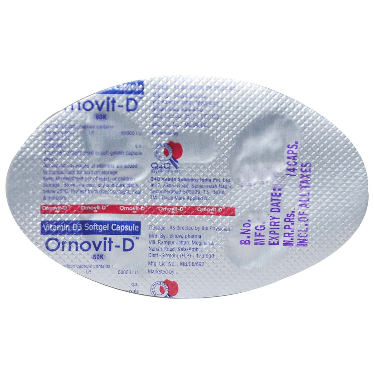 Ornovit-D 60K Capsule 4's, Pack of 4 Ornovit-D 60K Capsule 4's, Pack of 4