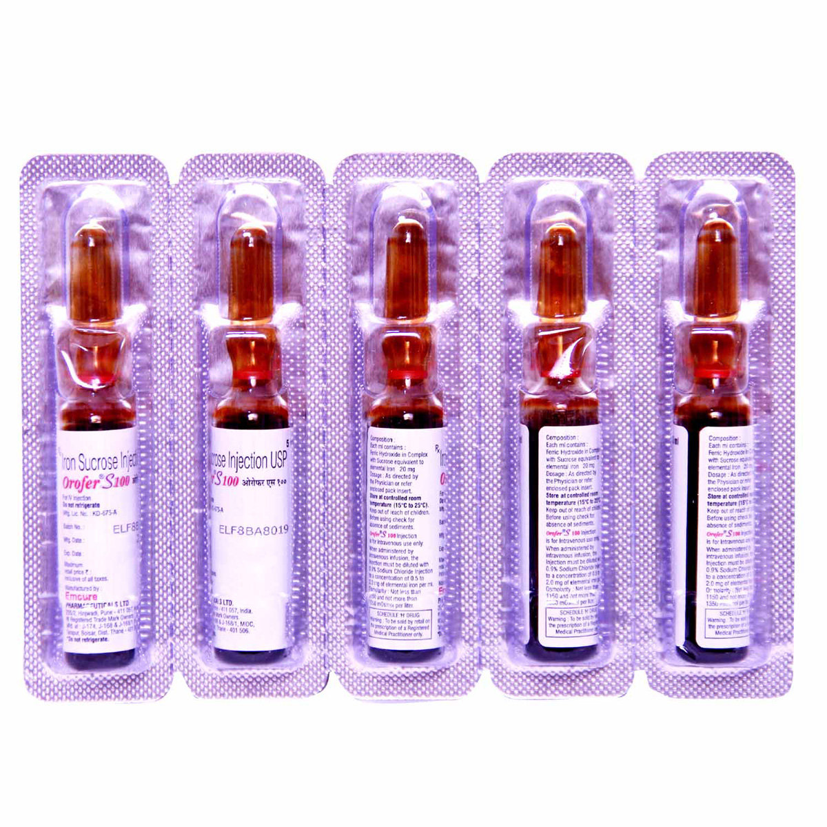 Orofer S 100 Injection 5 ml, Pack of 1 Injection Orofer S 100 Injection 5 ml, Pack of 1 Injection