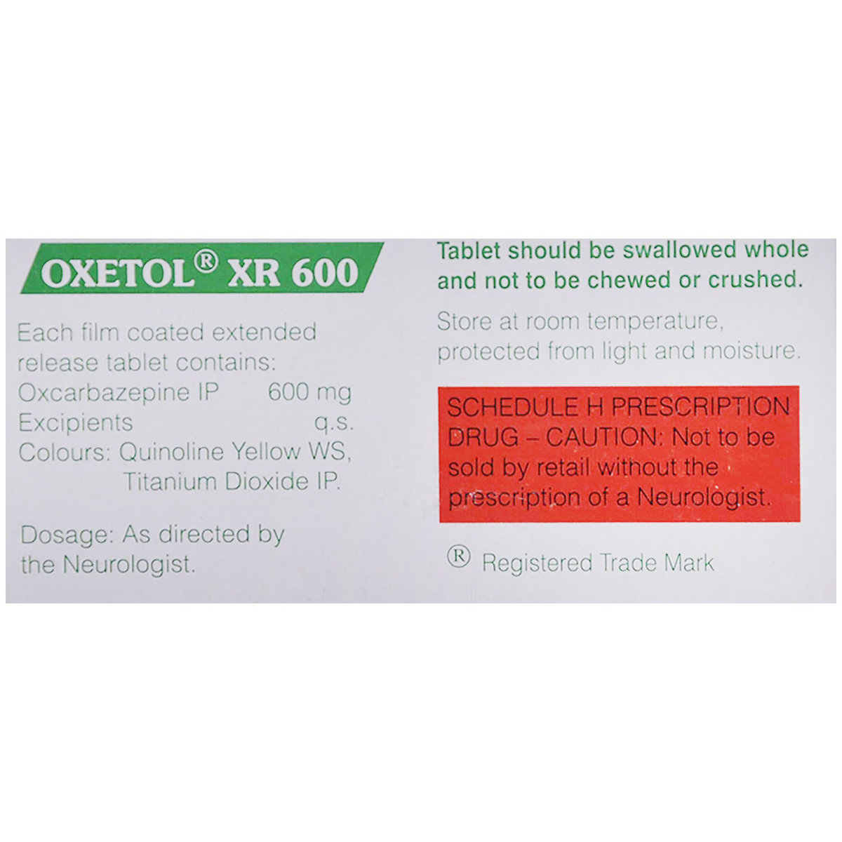 Oxetol XR 600 Tablet 10's, Pack of 10 TABLETS Oxetol XR 600 Tablet 10's, Pack of 10 TABLETS