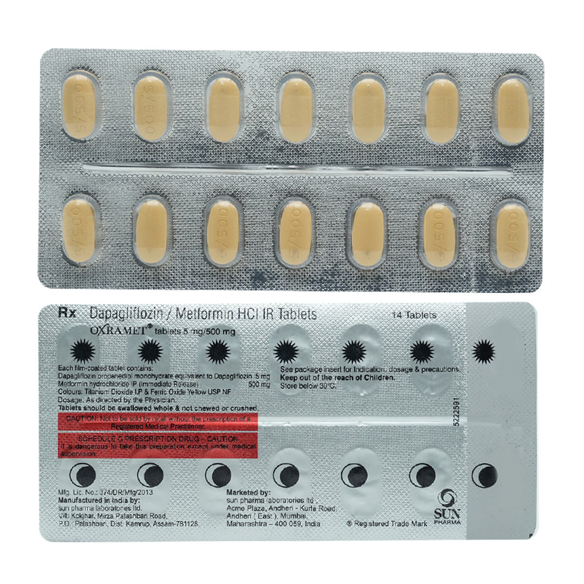 Oxramet 5 mg/500 mg Tablet 14's, Pack of 14 TabletS Oxramet 5 mg/500 mg Tablet 14's, Pack of 14 TabletS