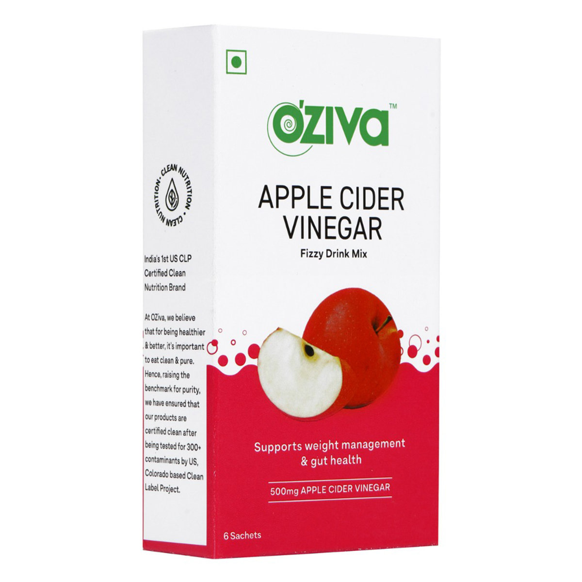 OZiva Apple Cider Vinegar Fizzy Drink, 6 Sachets (6x4 gm), Pack of 1 OZiva Apple Cider Vinegar Fizzy Drink, 6 Sachets (6x4 gm), Pack of 1