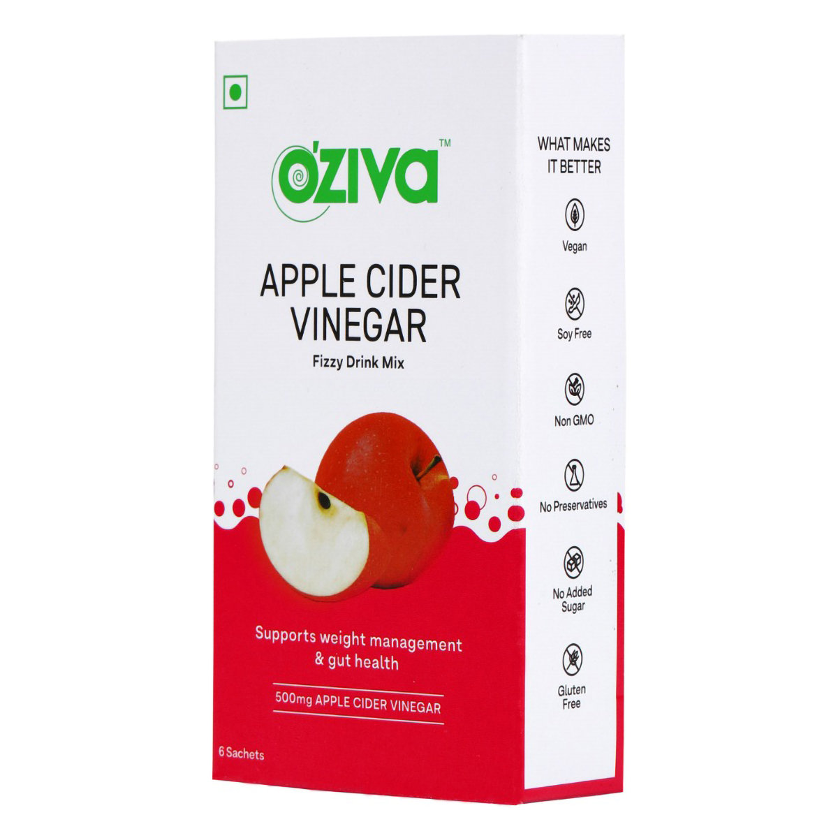 OZiva Apple Cider Vinegar Fizzy Drink, 6 Sachets (6x4 gm), Pack of 1 OZiva Apple Cider Vinegar Fizzy Drink, 6 Sachets (6x4 gm), Pack of 1