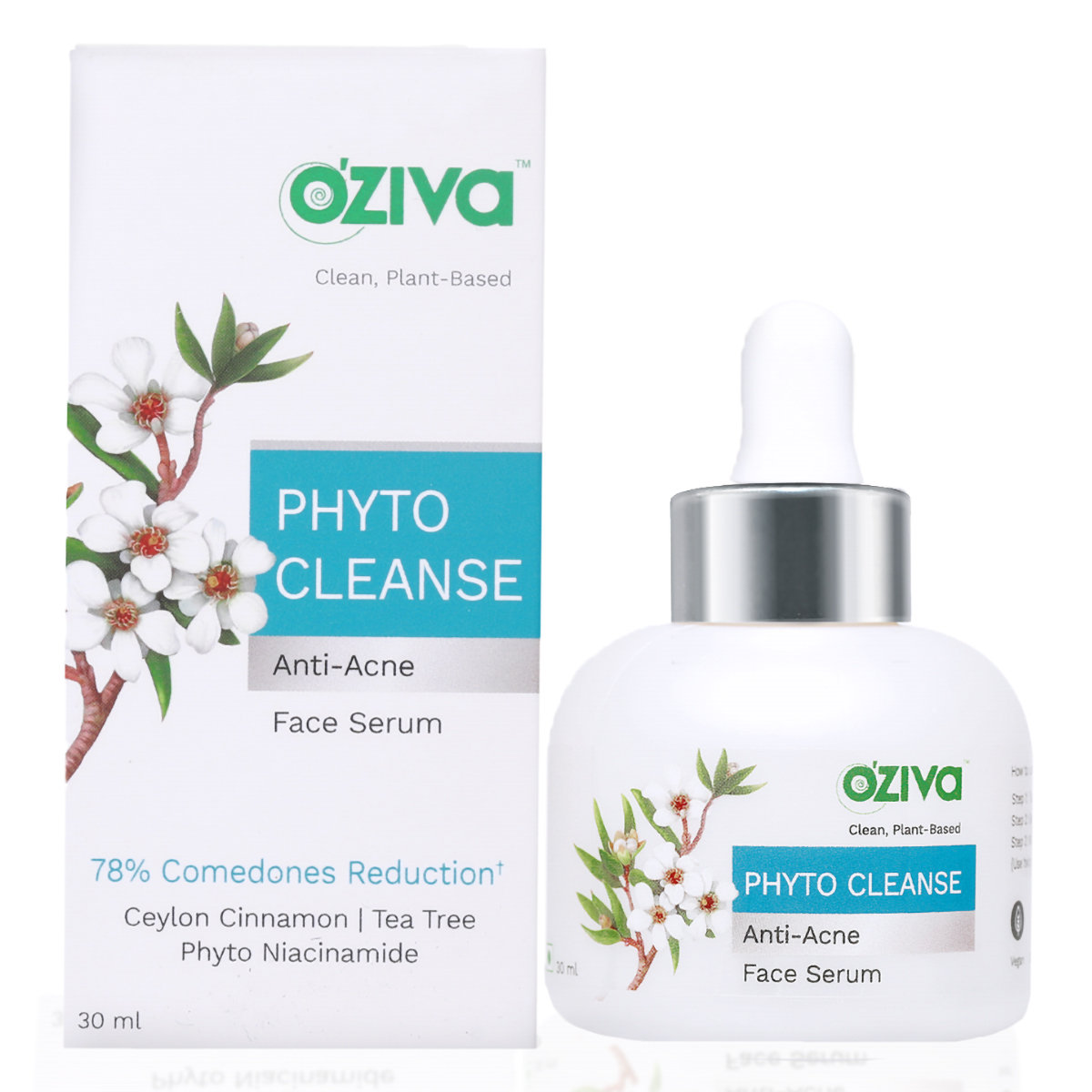 OZiva Phyto Cleanse Anti-Acne Face Serum 30 ml | Ceylon Cinnamon, Phyto Niacinamide, Tea Tree | Controls Acne | Reduces Blemish | For Men & Women | For Oily, Combination, Acne Prone Skin & All Skin Type, Pack of 1 OZiva Phyto Cleanse Anti-Acne Face Serum 30 ml | Ceylon Cinnamon, Phyto Niacinamide, Tea Tree | Controls Acne | Reduces Blemish | For Men & Women | For Oily, Combination, Acne Prone Skin & All Skin Type, Pack of 1
