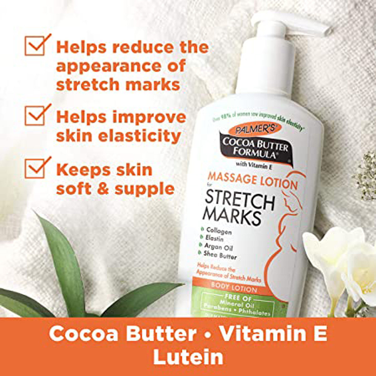 Palmers Cocoa Butter Formula Stretch Marks Massage Lotion 250 ml | Collagen, Elastin, Argan Oil, Shea Butter, Cocoa Butter & Vitamin E | Reduces Stretch Marks |, Pack of 1 Palmers Cocoa Butter Formula Stretch Marks Massage Lotion 250 ml | Collagen, Elastin, Argan Oil, Shea Butter, Cocoa Butter & Vitamin E | Reduces Stretch Marks |, Pack of 1