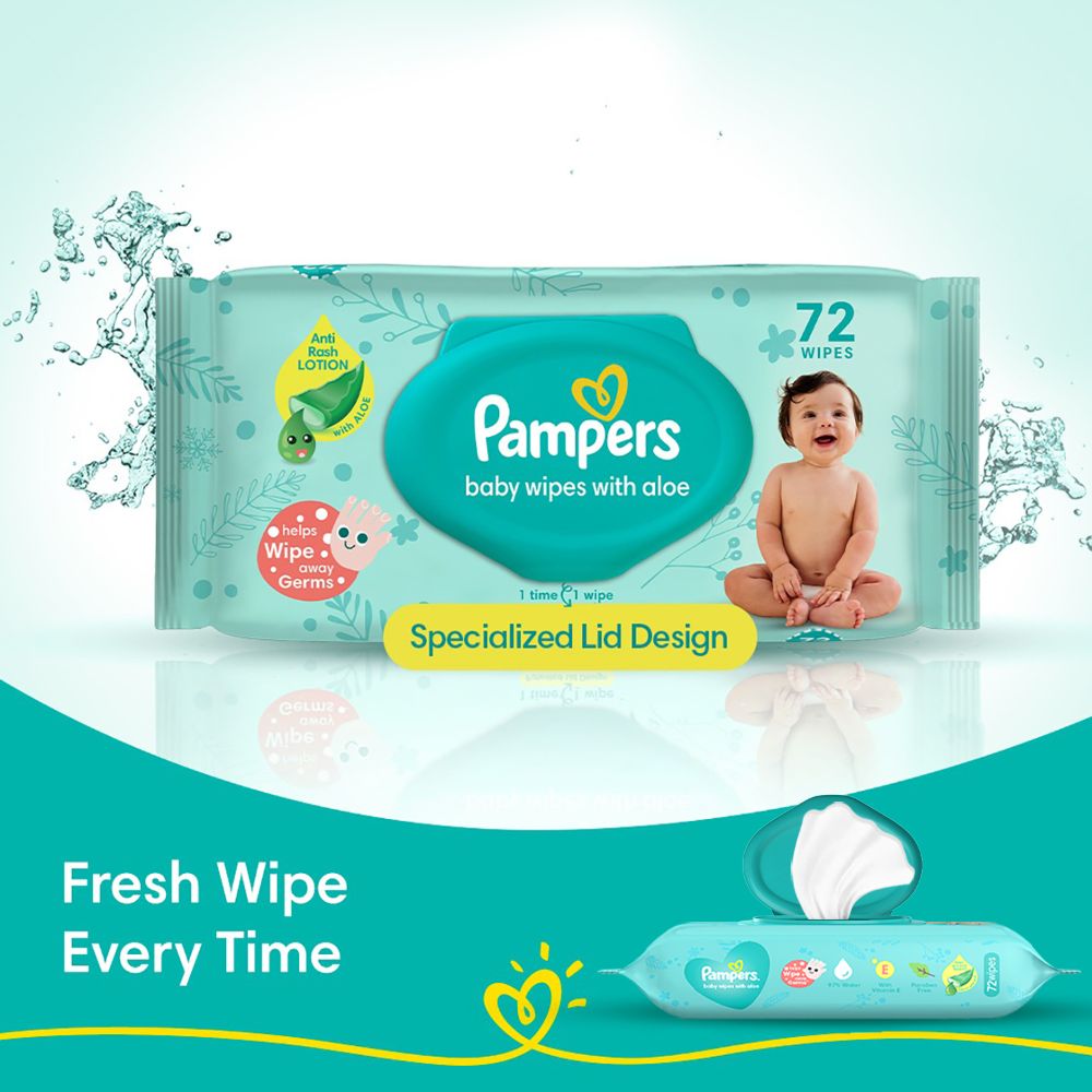 Pampers Baby Wipes with Aloe, 72 Count, Pack of 1 Pampers Baby Wipes with Aloe, 72 Count, Pack of 1
