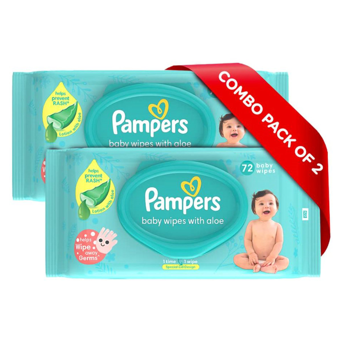 Pampers Baby Wipes with Aloe, 144 Count (2 x 72 Wipes), Pack of 1 Pampers Baby Wipes with Aloe, 144 Count (2 x 72 Wipes), Pack of 1