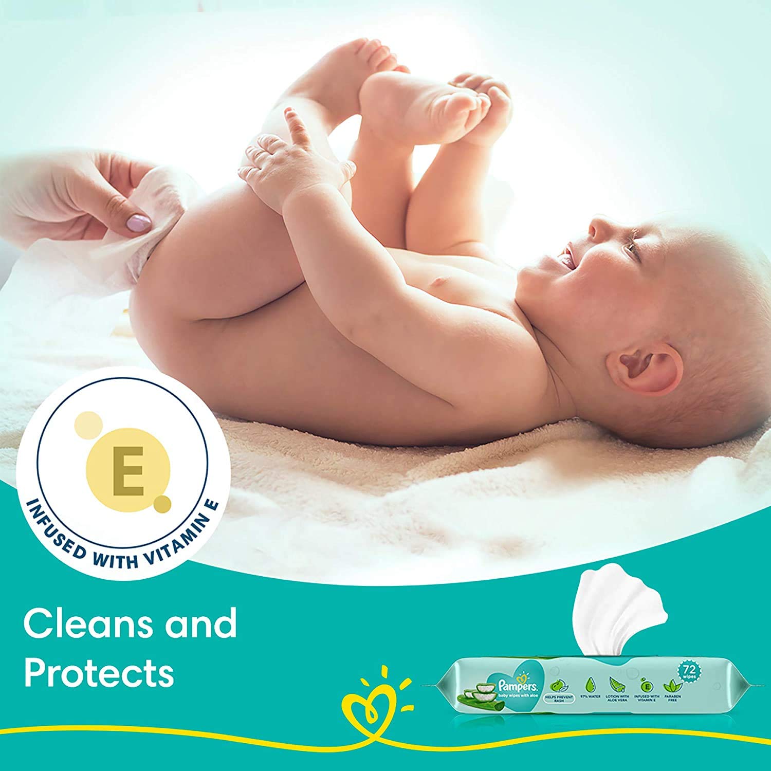 Pampers Baby Wipes with Aloe, 144 Count (2 x 72 Wipes), Pack of 1 Pampers Baby Wipes with Aloe, 144 Count (2 x 72 Wipes), Pack of 1