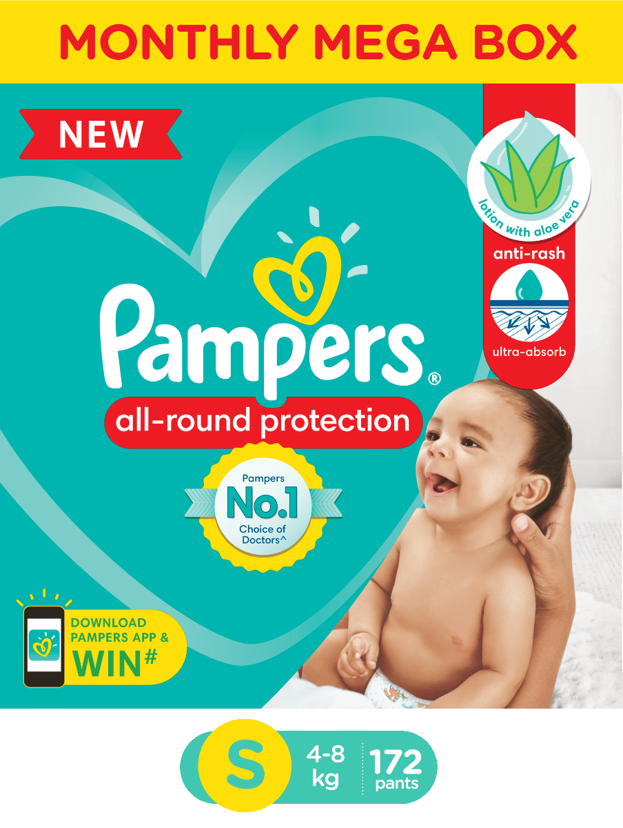 Pampers All-Round Protection Diaper Pants Small, 172 Count, Pack of 1 Pampers All-Round Protection Diaper Pants Small, 172 Count, Pack of 1