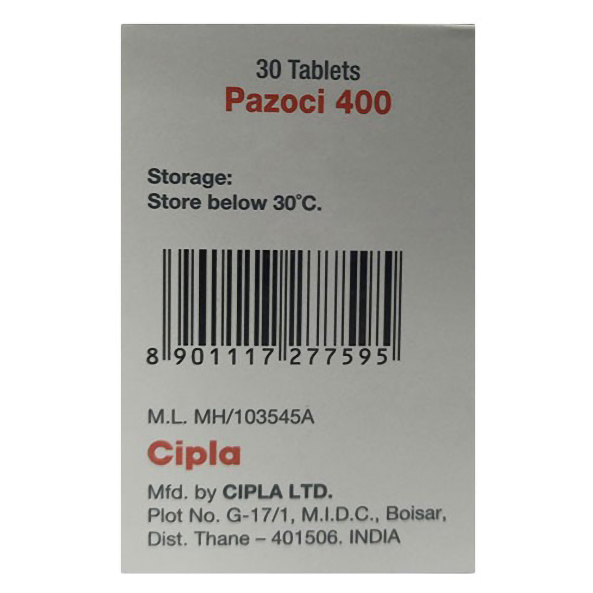 Pazoci 400 Tablet 30's, Pack of 1 Tablet Pazoci 400 Tablet 30's, Pack of 1 Tablet