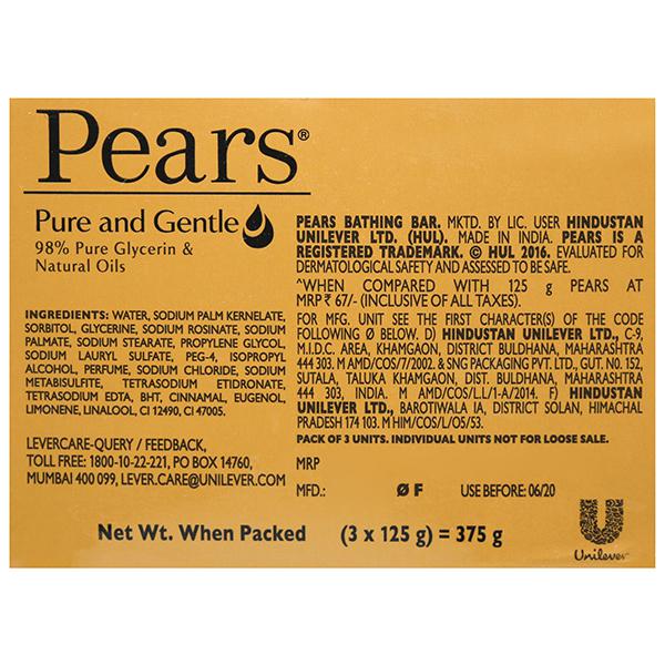 Pears Pure & Gentle Soap 375 gm | 98% Pure Glycerin & Natural Oils | For Glowing Skin | For Men & Women, Pack of 1 Pears Pure & Gentle Soap 375 gm | 98% Pure Glycerin & Natural Oils | For Glowing Skin | For Men & Women, Pack of 1