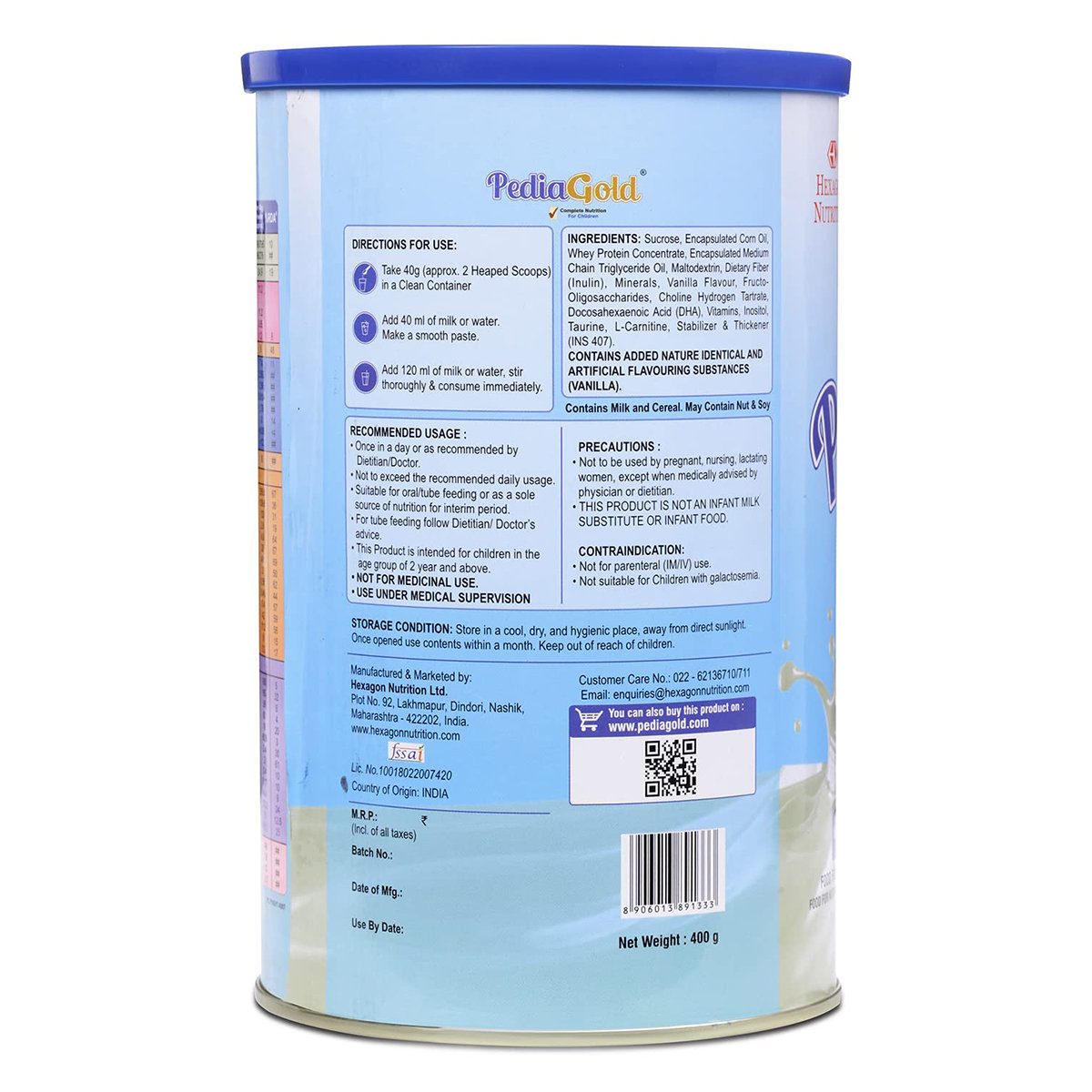 Pediagold Vanila Powder 400 gm, Pack of 1 Pediagold Vanila Powder 400 gm, Pack of 1
