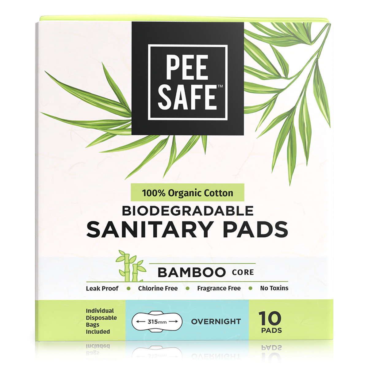 Pee Safe 100% Organic Cotton Biodegradable Overnight Sanitary Pads, 10 Count, Pack of 1 Pee Safe 100% Organic Cotton Biodegradable Overnight Sanitary Pads, 10 Count, Pack of 1