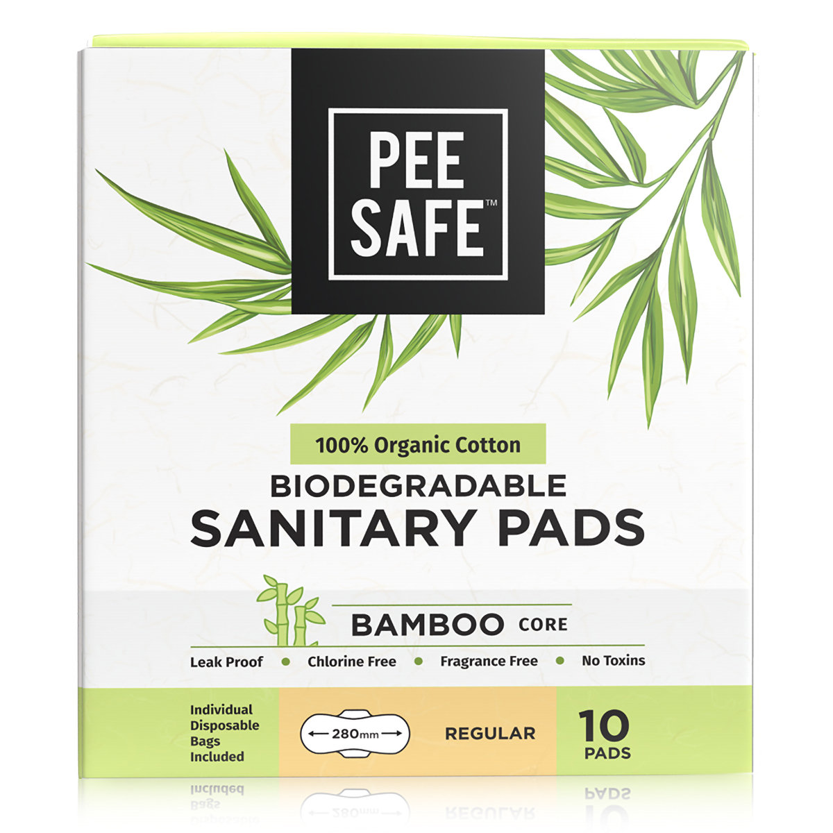Pee Safe 100% Organic Cotton Biodegradable Regular Sanitary Pads, 10 Count, Pack of 1 Pee Safe 100% Organic Cotton Biodegradable Regular Sanitary Pads, 10 Count, Pack of 1