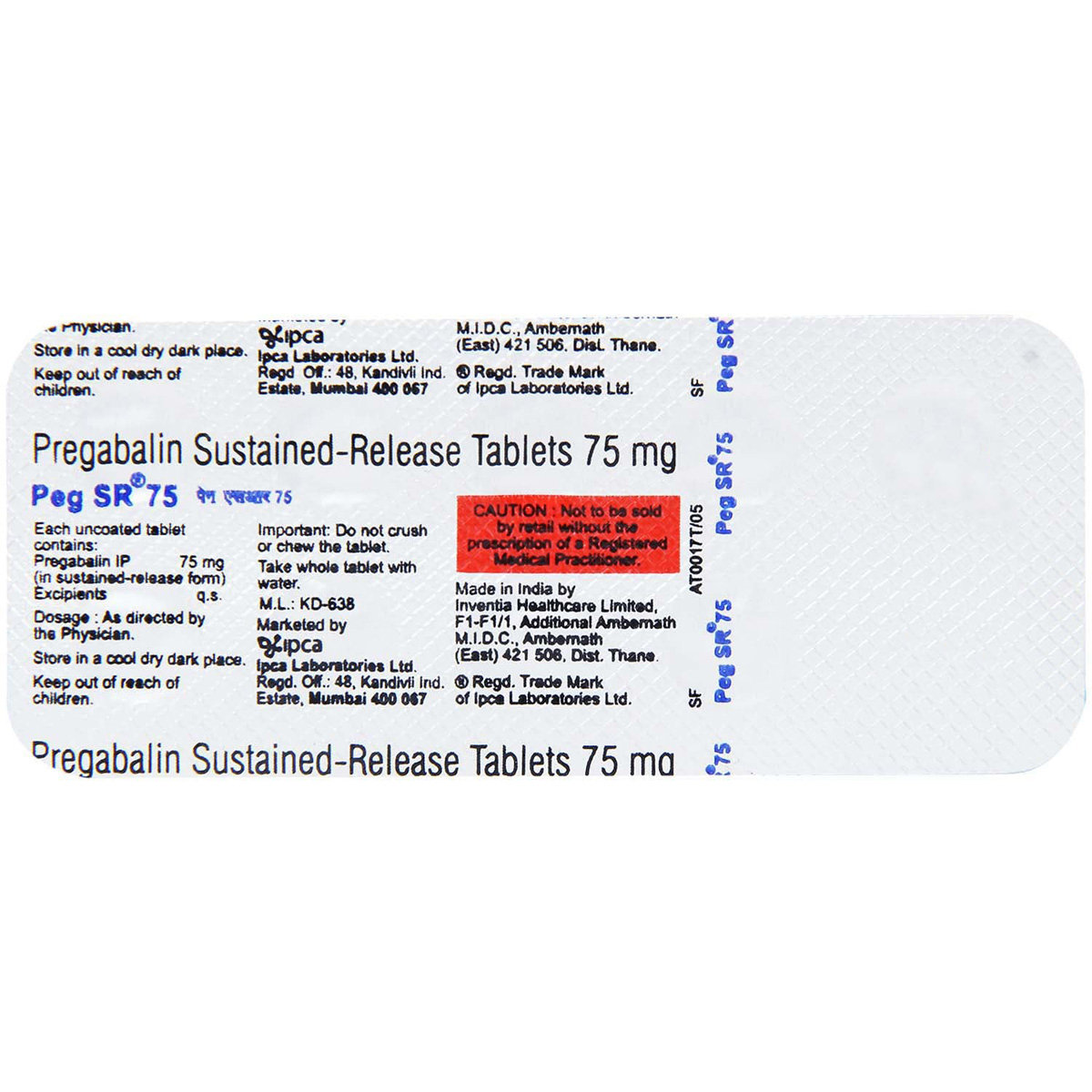 Peg SR 75 Tablet 10's, Pack of 10 TABLETS Peg SR 75 Tablet 10's, Pack of 10 TABLETS