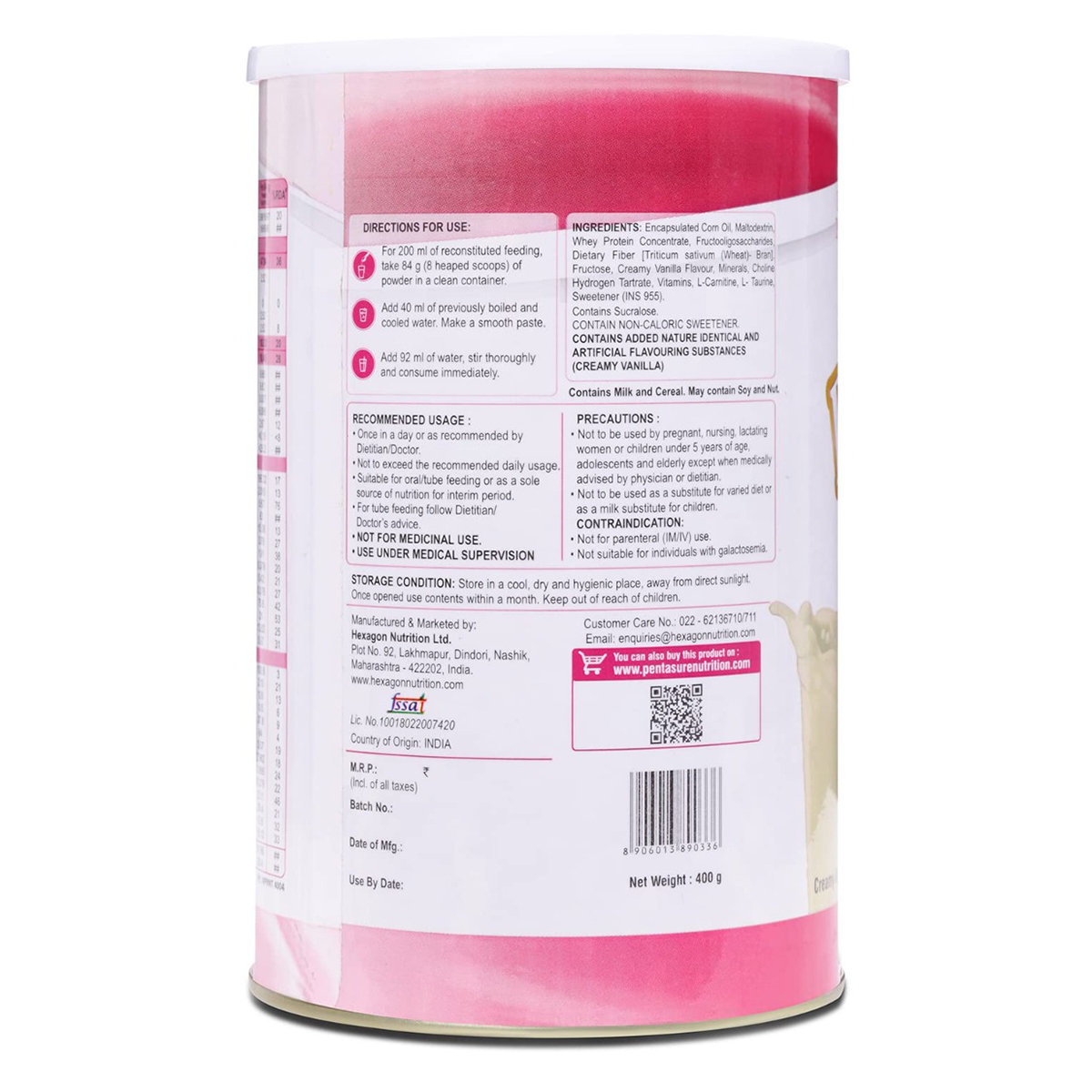 Pentasure Renal Creamy Vanilla Flavour Powder, 400 gm, Pack of 1 Pentasure Renal Creamy Vanilla Flavour Powder, 400 gm, Pack of 1