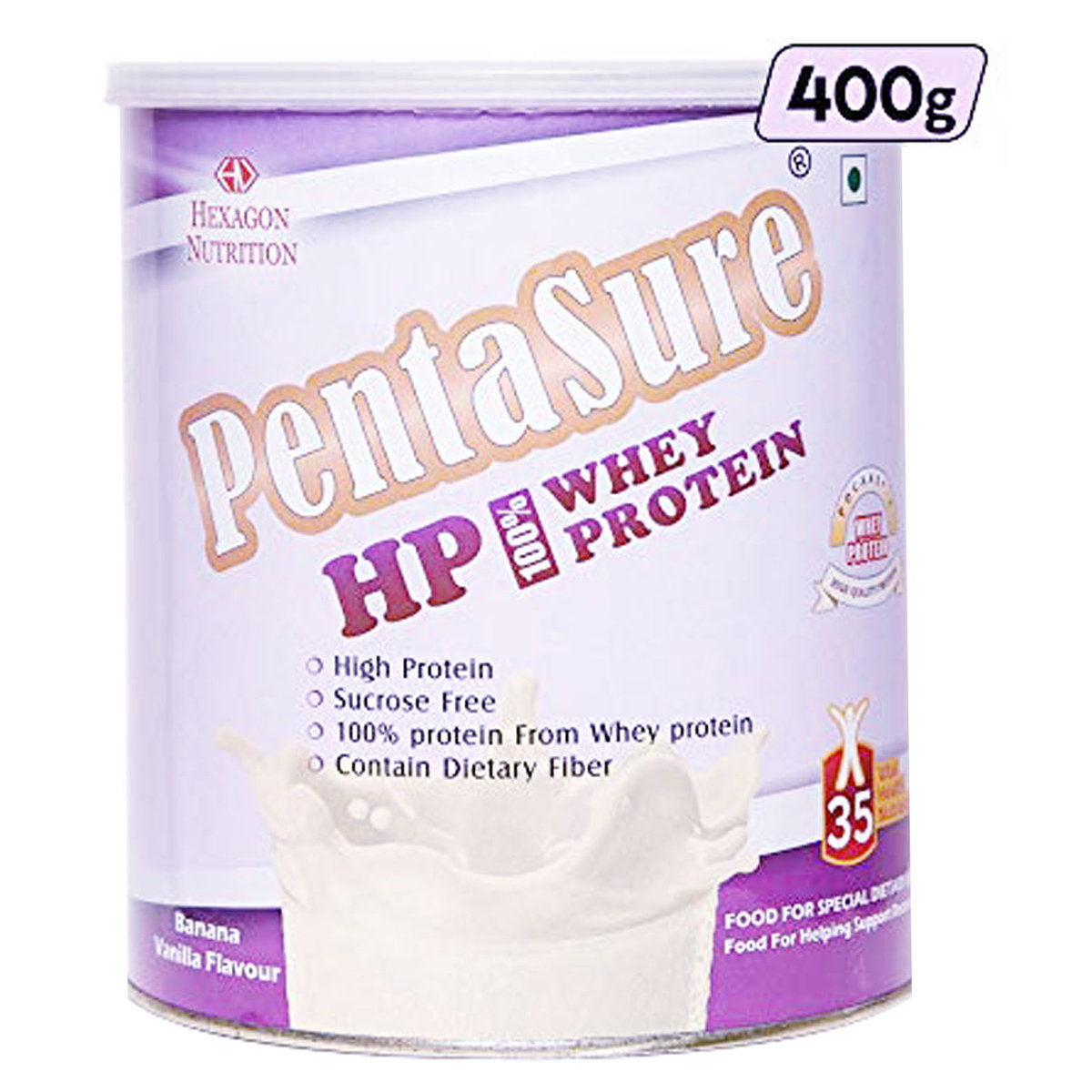 Pentasure HP Banana & Vanilla Flavour Whey Protein Powder, 400 gm Tin, Pack of 1 Pentasure HP Banana & Vanilla Flavour Whey Protein Powder, 400 gm Tin, Pack of 1