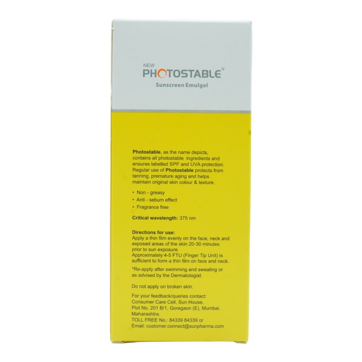 Photostable New Spf 55+ Pa++++ Sunscreen Emulgel 50 gm, Pack of 1 Photostable New Spf 55+ Pa++++ Sunscreen Emulgel 50 gm, Pack of 1