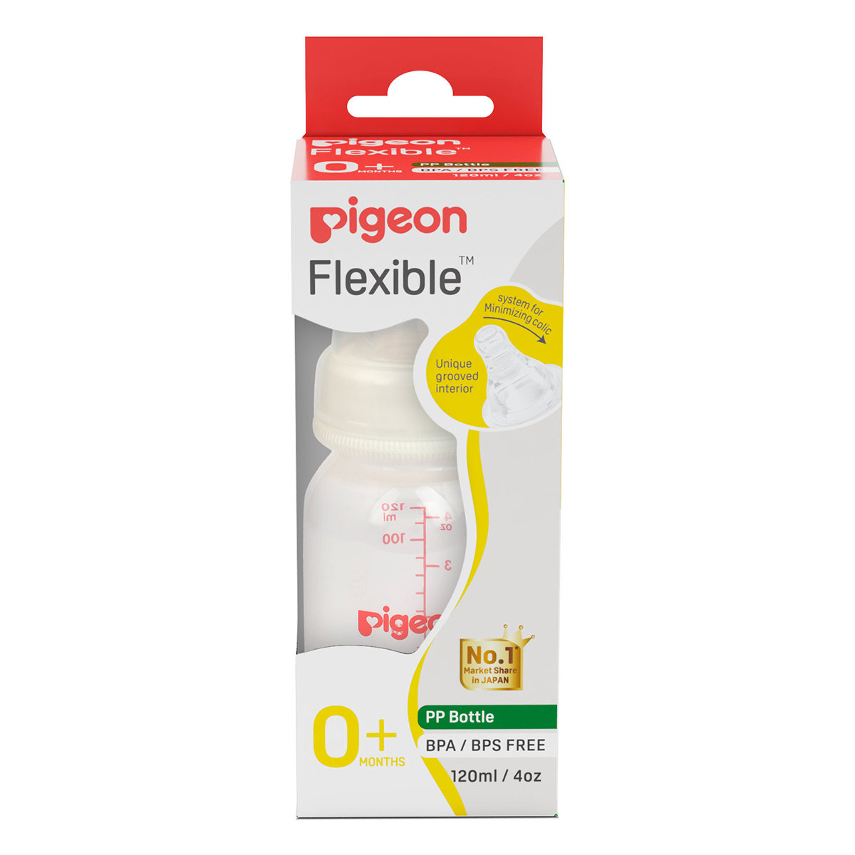 Pigeon Peristaltic Nipple Plastic Feeding Bottle Small, 120 ml, Pack of 1 Pigeon Peristaltic Nipple Plastic Feeding Bottle Small, 120 ml, Pack of 1