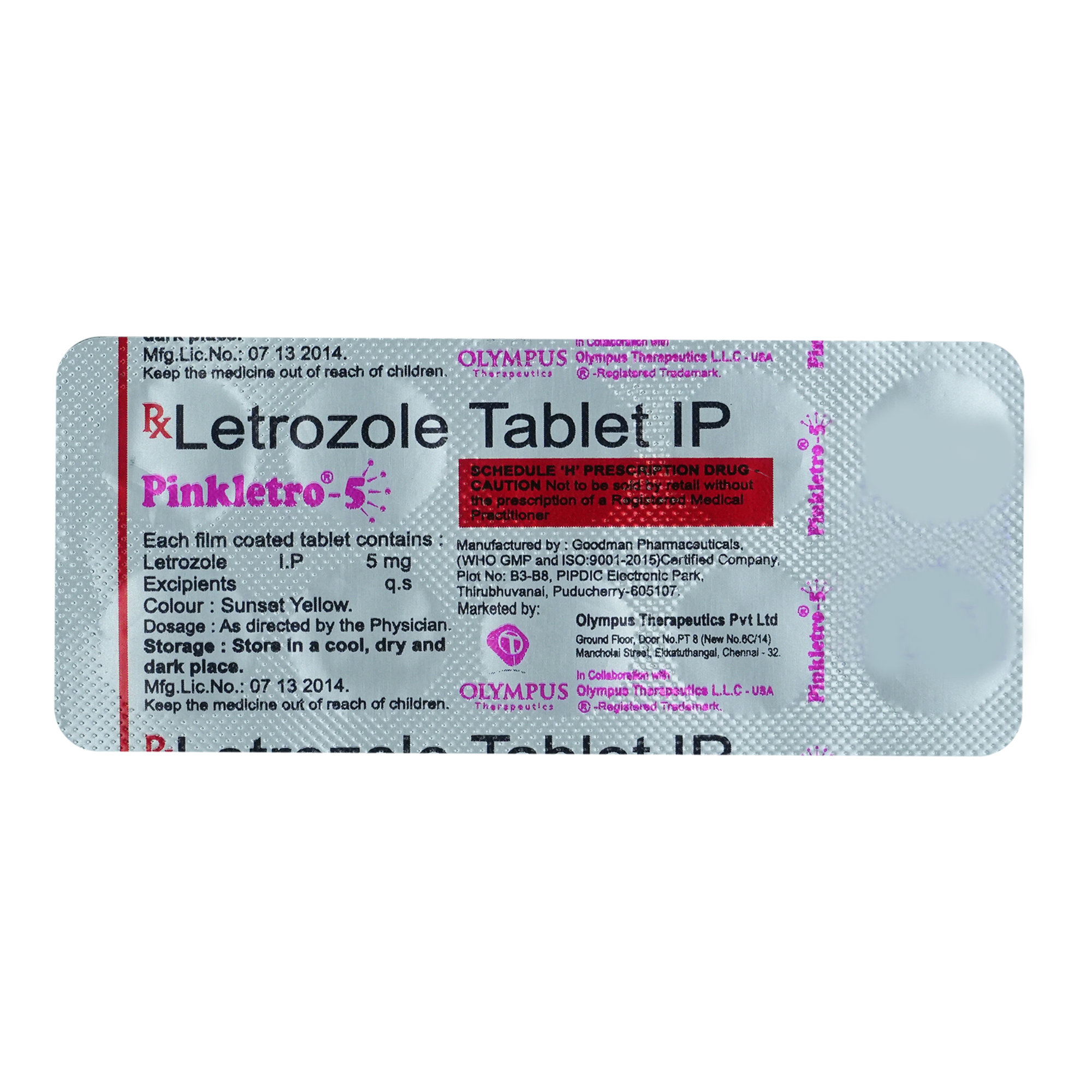 Pinkletro-5mg Tablet 5's, Pack of 5 TabletS Pinkletro-5mg Tablet 5's, Pack of 5 TabletS