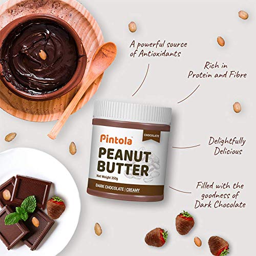 Pintola Dark Chocolate Creamy Peanut Butter, 350 gm, Pack of 1 Pintola Dark Chocolate Creamy Peanut Butter, 350 gm, Pack of 1