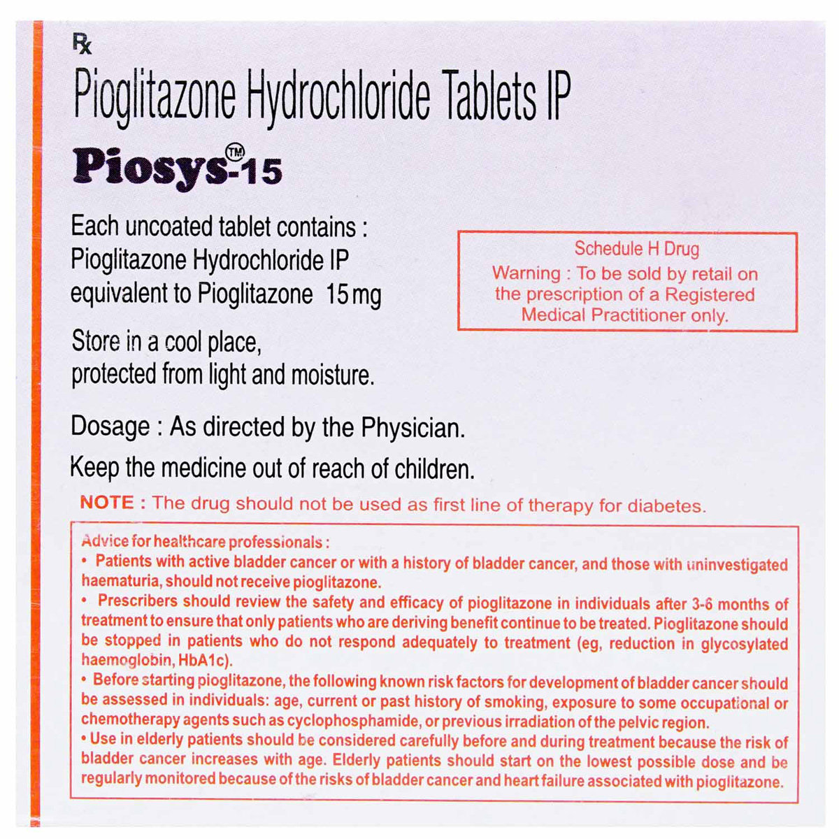 Piosys-15 Tablet 30's, Pack of 30 TABLETS Piosys-15 Tablet 30's, Pack of 30 TABLETS