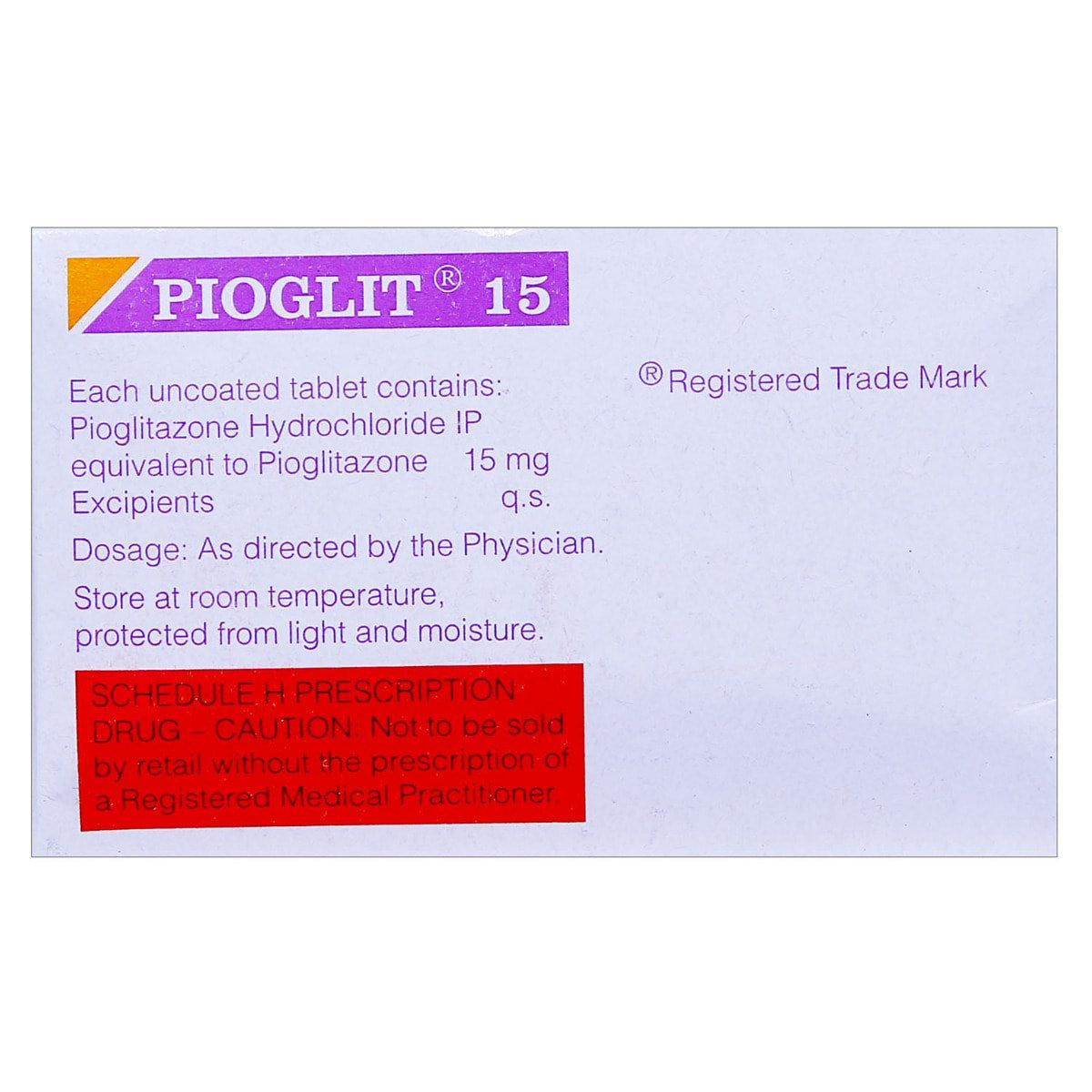 Pioglit 15 Tablet 10's, Pack of 10 TABLETS Pioglit 15 Tablet 10's, Pack of 10 TABLETS