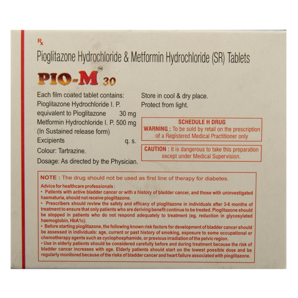 Pio-M 30 Tablet 15's, Pack of 15 TABLETS Pio-M 30 Tablet 15's, Pack of 15 TABLETS