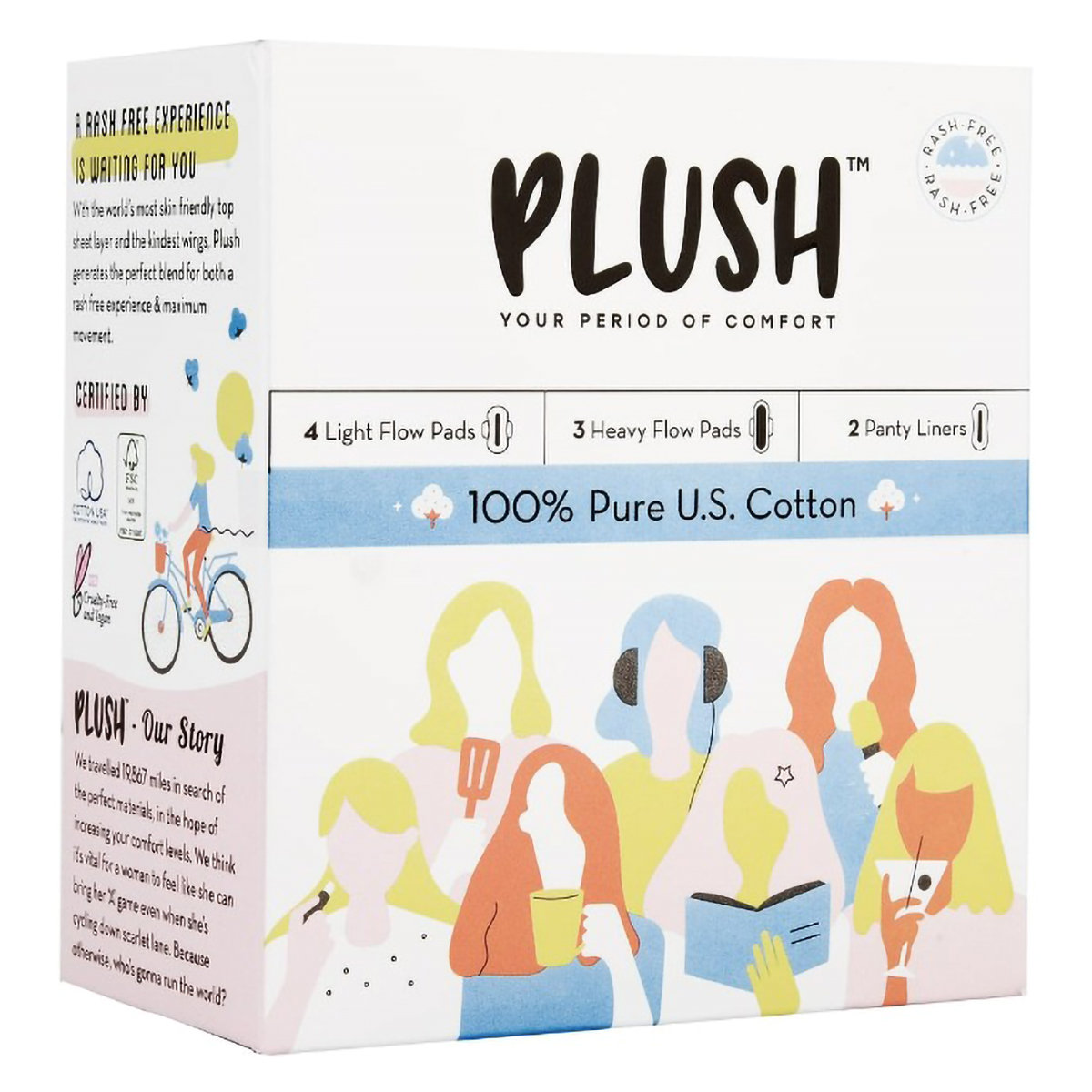 Plush 100% Pure US Cotton Ultra Thin Sanitary Pads, 7 Count, Pack of 1 Plush 100% Pure US Cotton Ultra Thin Sanitary Pads, 7 Count, Pack of 1