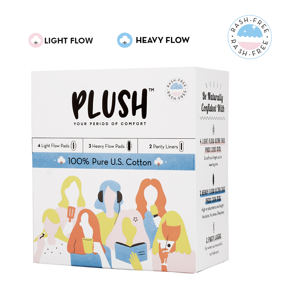 Plush 100% Pure US Cotton Ultra Thin Sanitary Pads, 7 Count, Pack of 1 Plush 100% Pure US Cotton Ultra Thin Sanitary Pads, 7 Count, Pack of 1