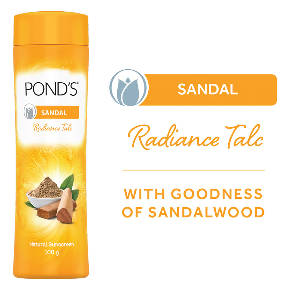 Pond's Sandal Radiance Talc Powder 100 gm | Goodness Of Sandalwood | With Natural Sunscreen | Fight Body Odour | For Fresh & Radiant Skin | Ideal For Both men & Women, Pack of 1 Pond's Sandal Radiance Talc Powder 100 gm | Goodness Of Sandalwood | With Natural Sunscreen | Fight Body Odour | For Fresh & Radiant Skin | Ideal For Both men & Women, Pack of 1