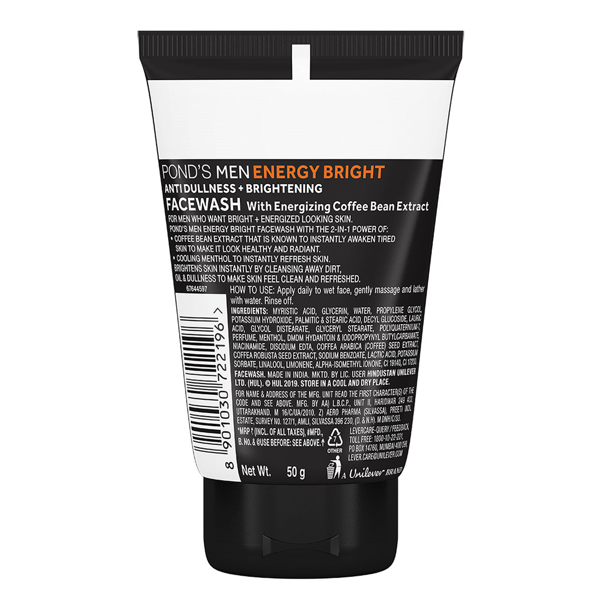 Pond's Men Energy Bright Facewash 50 gm | With Coffee Bean Extract | Anti Dullness & Brightening Face Wash | For Bright Skin, Pack of 1 Pond's Men Energy Bright Facewash 50 gm | With Coffee Bean Extract | Anti Dullness & Brightening Face Wash | For Bright Skin, Pack of 1