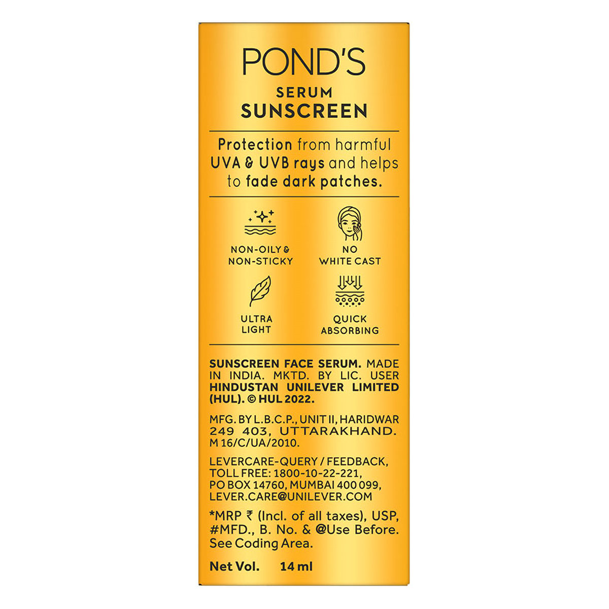 Pond's Serum SPF 50 PA++ UVA Sunscreen Serum, 14 ml, Pack of 1 Pond's Serum SPF 50 PA++ UVA Sunscreen Serum, 14 ml, Pack of 1